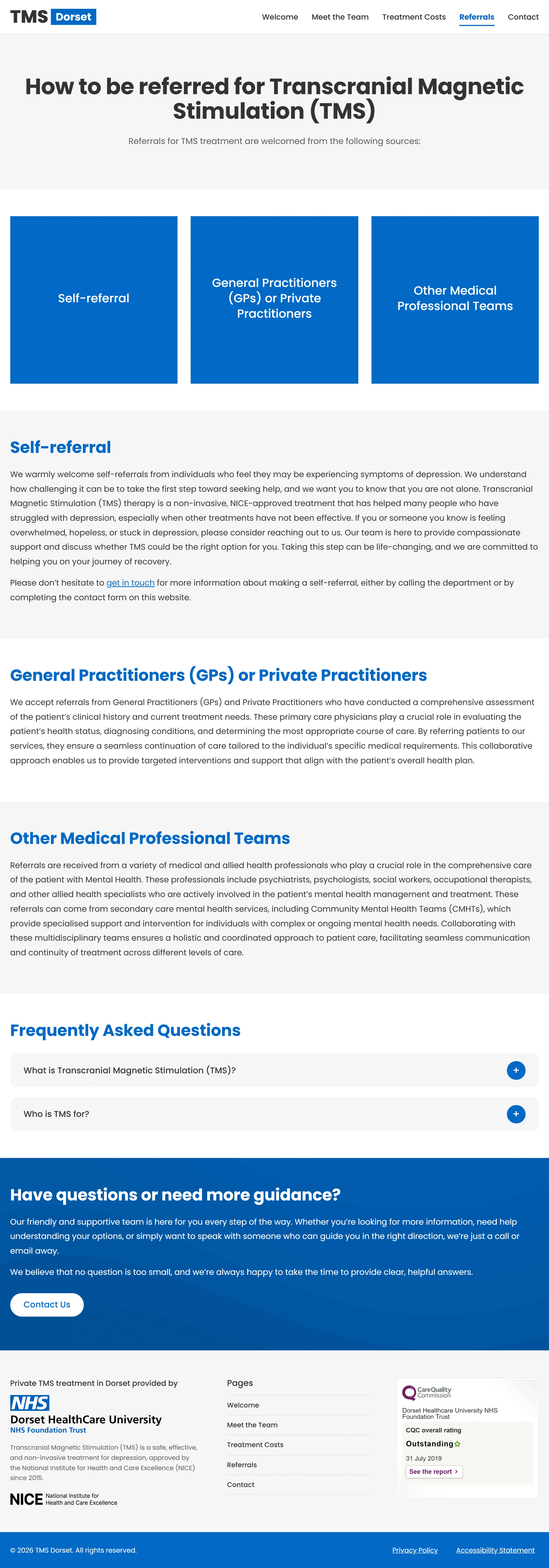 TMS Dorset referral page