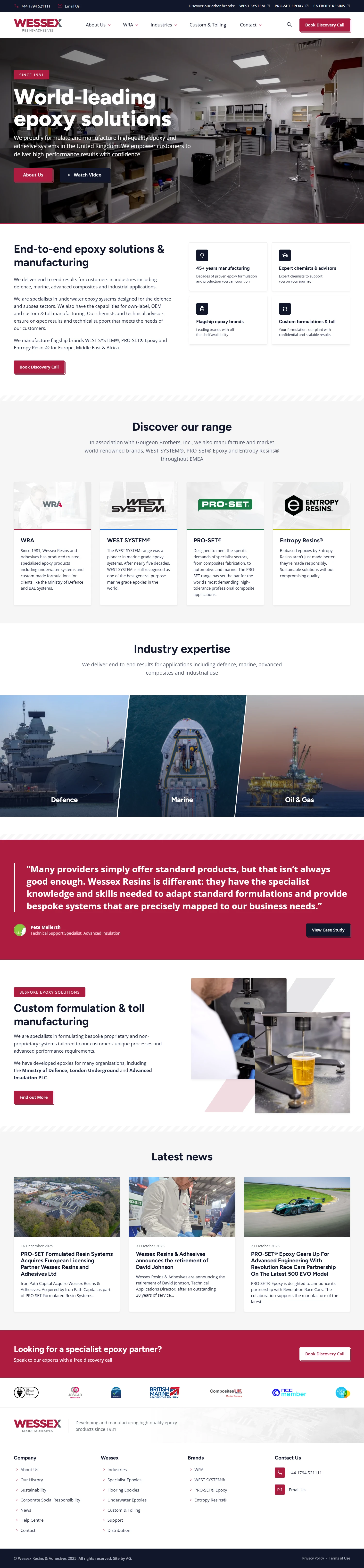 Wessex Resins homepage