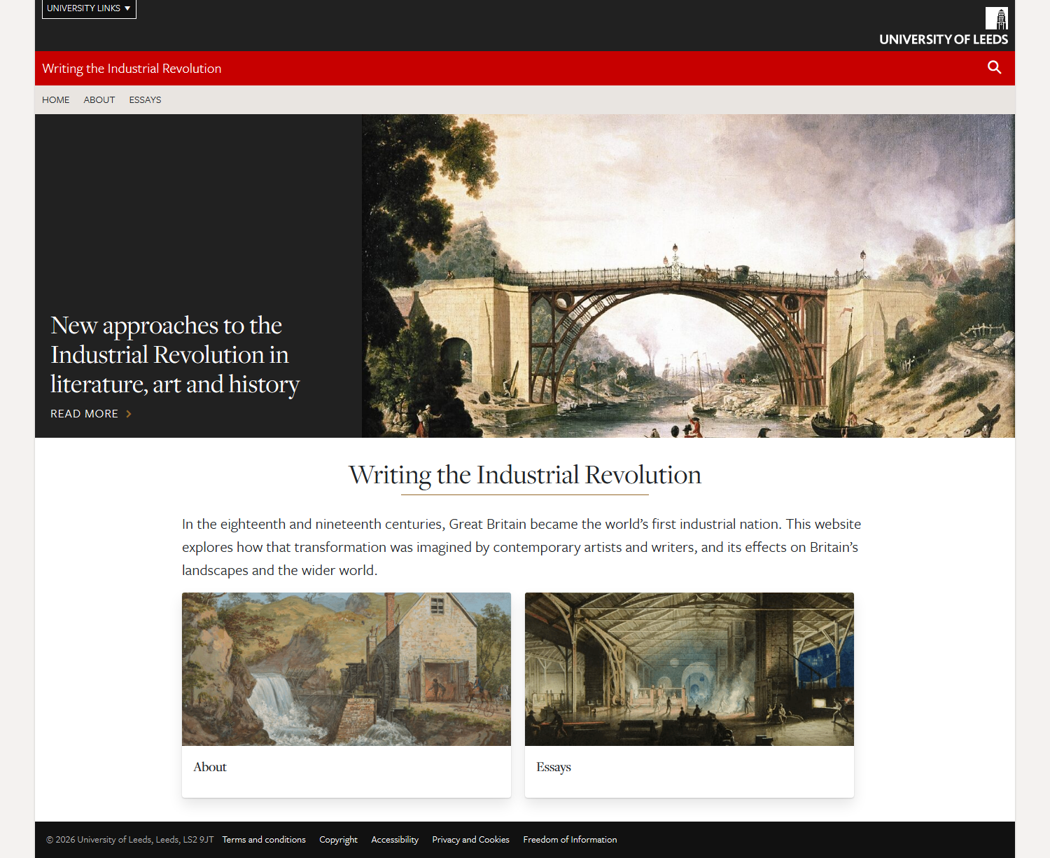 Writing the Industrial Revolution homepage