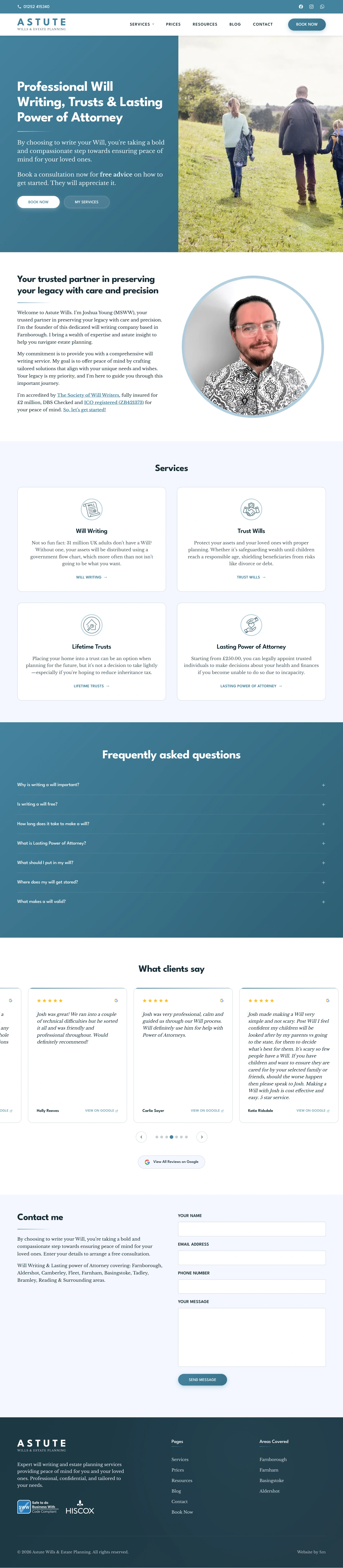 Astute Wills homepage
