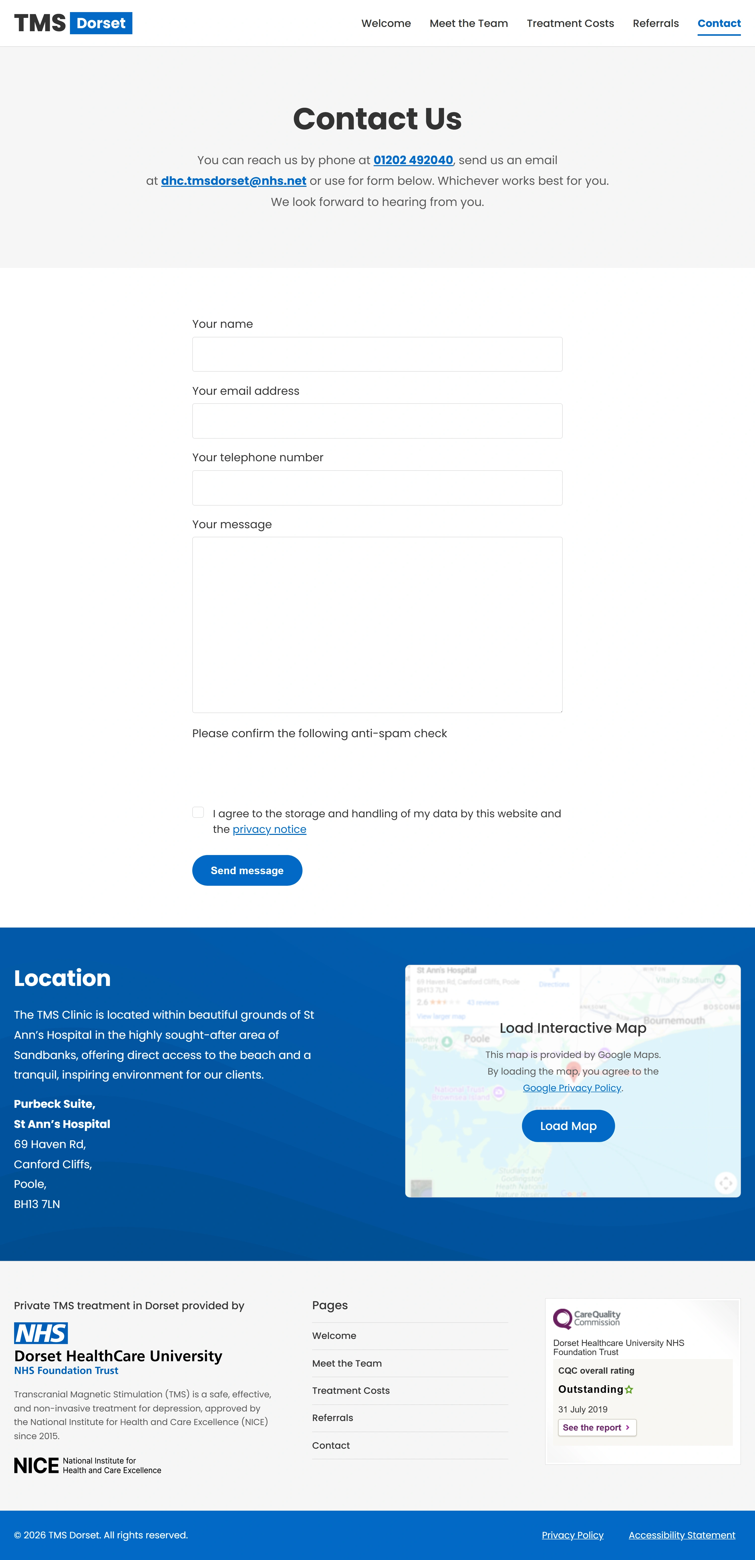 TMS Dorset contact page